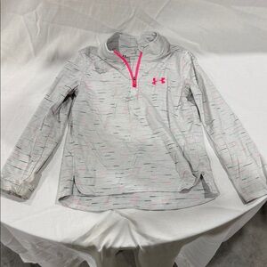 Under Armour Light Gray and Neon Pink Quarter-Zip